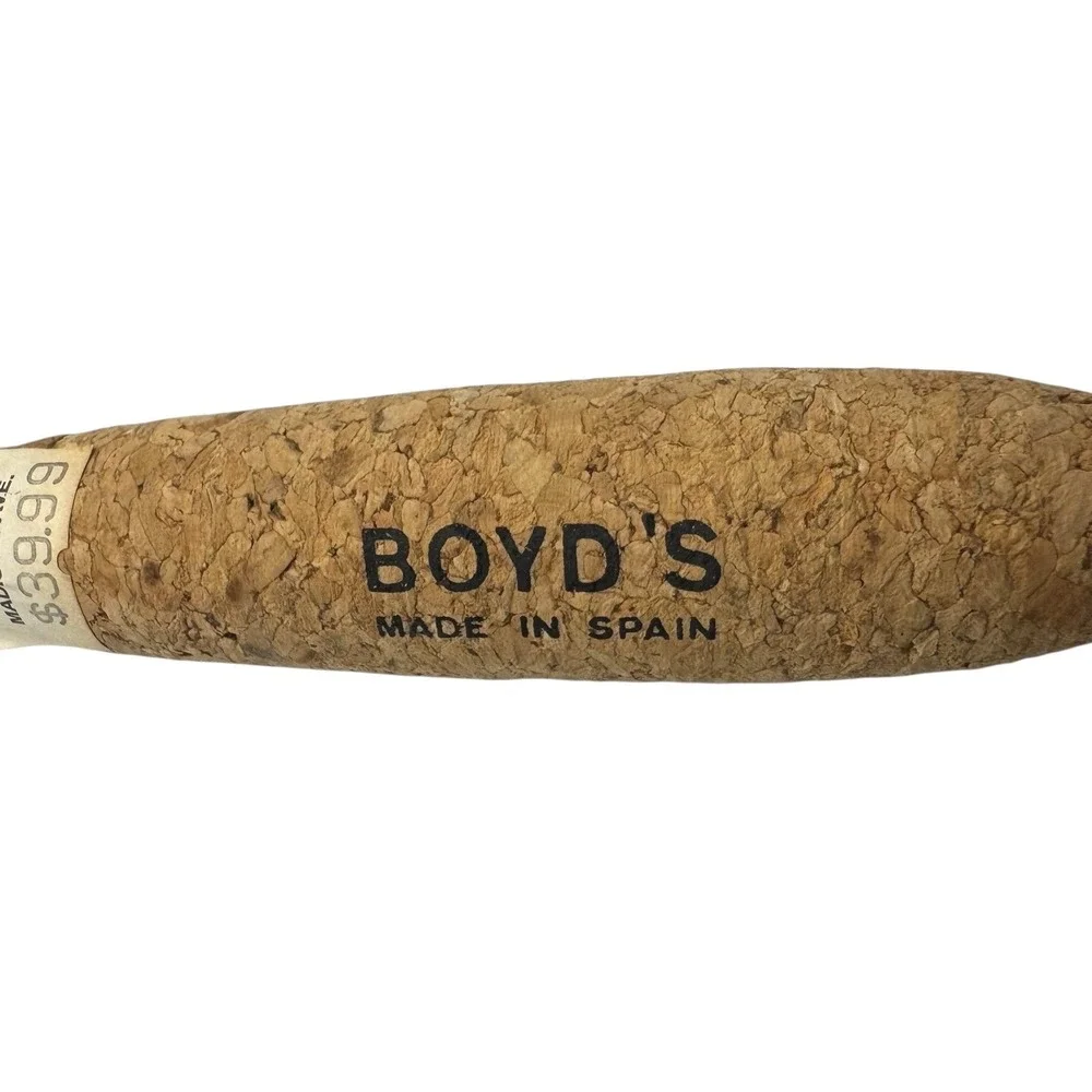 Boyd's Madison Ave Round Hair Brush Cork Handle Wood Spain Boar Bristle Gold